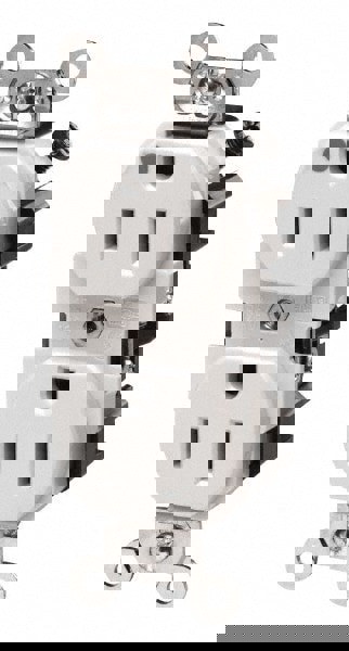 Straight Blade Duplex Receptacle: NEMA 5-20R, 20 Amps, Self-Grounding